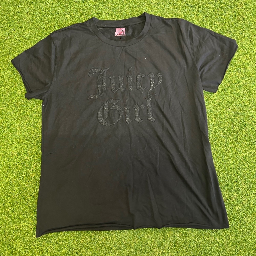 Juicy by Juicy Couture Black Juicy Girl Textured Graphic T-Shirt Large